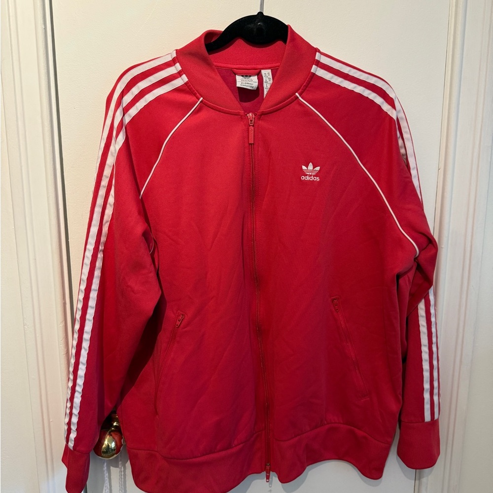 Classic Adidas Red Zip-Up Track Jacket